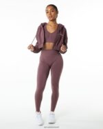 Clothing IE Alphalete Women Classic Capital Full-Zip Crop Jacket Autumn Red 2L4400278 - Image 2