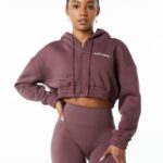 Clothing IE Alphalete Women Classic Capital Full-Zip Crop Jacket Autumn Red 2L4400278