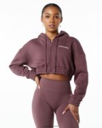 Clothing IE Alphalete Women Classic Capital Full-Zip Crop Jacket Autumn Red 2L4400278