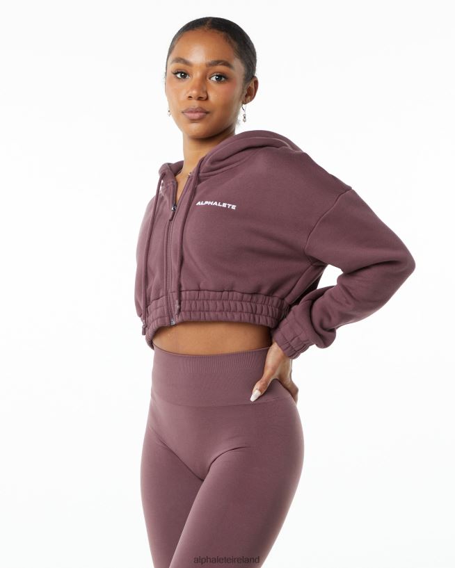 Clothing IE Alphalete Women Classic Capital Full-Zip Crop Jacket Autumn Red 2L4400278 - Image 3