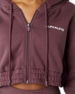 Clothing IE Alphalete Women Classic Capital Full-Zip Crop Jacket Autumn Red 2L4400278 - Image 5