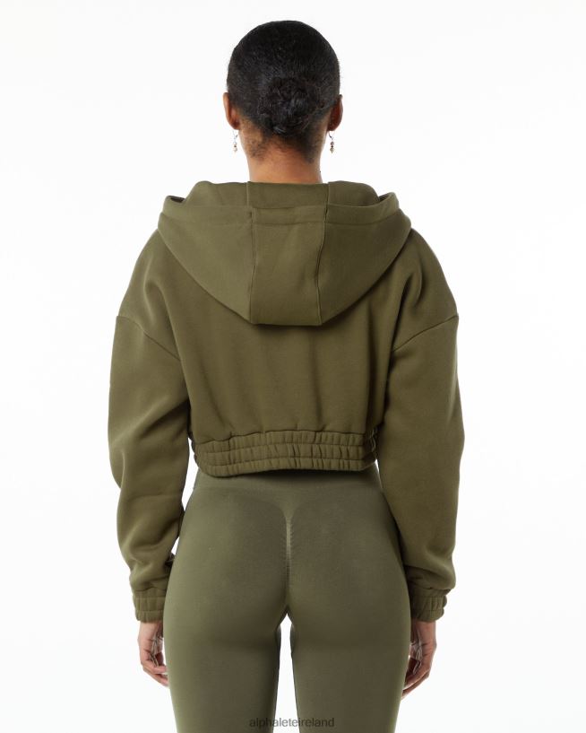 Clothing IE Alphalete Women Classic Capital Full-Zip Crop Jacket Willow Green 2L4400279 - Image 4