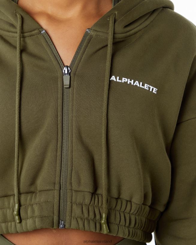Clothing IE Alphalete Women Classic Capital Full-Zip Crop Jacket Willow Green 2L4400279 - Image 5