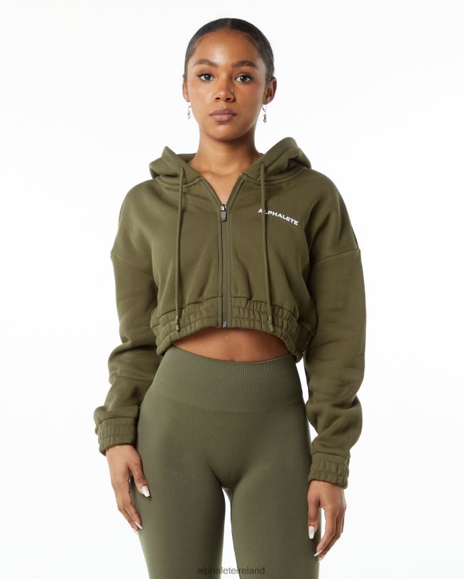 Clothing IE Alphalete Women Classic Capital Full-Zip Crop Jacket Willow Green 2L4400279 - Image 1
