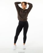 Clothing IE Alphalete Women Classic Crew Fudge Brown 2L4400290 - Image 4