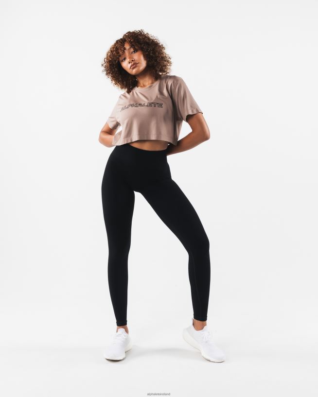 Clothing IE Alphalete Women Core Airtech SS Crop Creamy Beige Brown 2L4400207 - Image 2