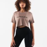 Clothing IE Alphalete Women Core Airtech SS Crop Creamy Beige Brown 2L4400207