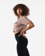 Clothing IE Alphalete Women Core Airtech SS Crop Creamy Beige Brown 2L4400207 - Image 3