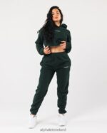 Clothing IE Alphalete Women King Crop Hoodie Evergreen Green 2L4400276 - Image 2