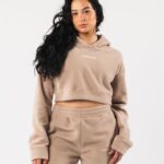 Clothing IE Alphalete Women King Crop Hoodie Linen Brown 2L4400274