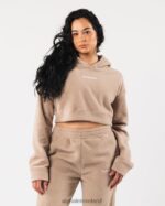 Clothing IE Alphalete Women King Crop Hoodie Linen Brown 2L4400274