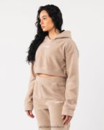 Clothing IE Alphalete Women King Crop Hoodie Linen Brown 2L4400274 - Image 3