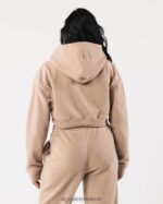 Clothing IE Alphalete Women King Crop Hoodie Linen Brown 2L4400274 - Image 4