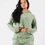 Clothing IE Alphalete Women King Crop Hoodie Sage Green 2L4400275