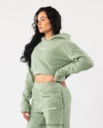 Clothing IE Alphalete Women King Crop Hoodie Sage Green 2L4400275 - Image 3