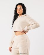 Clothing IE Alphalete Women King Crop Hoodie Vanilla Brown 2L4400273 - Image 3