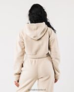 Clothing IE Alphalete Women King Crop Hoodie Vanilla Brown 2L4400273 - Image 4