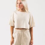 Clothing IE Alphalete Women Origin Crop Sea Salt Brown 2L4400187