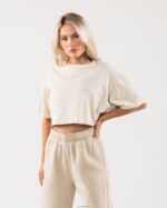 Clothing IE Alphalete Women Origin Crop Sea Salt Brown 2L4400187 - Image 3