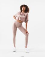 Clothing IE Alphalete Women Republic Crop Tee Antler Brown 2L4400199 - Image 2