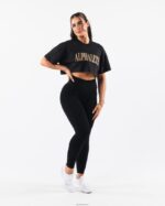 Clothing IE Alphalete Women Republic Crop Tee Black 2L4400201 - Image 2