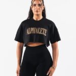 Clothing IE Alphalete Women Republic Crop Tee Black 2L4400201