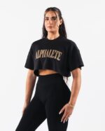 Clothing IE Alphalete Women Republic Crop Tee Black 2L4400201 - Image 3