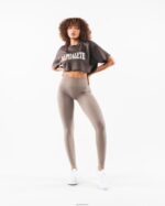 Clothing IE Alphalete Women Republic Crop Tee Turkish Coffee Brown 2L4400200 - Image 2