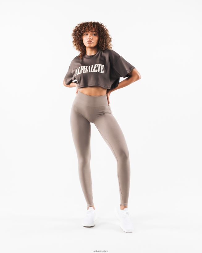 Clothing IE Alphalete Women Republic Crop Tee Turkish Coffee Brown 2L4400200 - Image 2