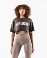 Clothing IE Alphalete Women Republic Crop Tee Turkish Coffee Brown 2L4400200