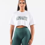 Clothing IE Alphalete Women Republic Crop Tee White 2L4400193