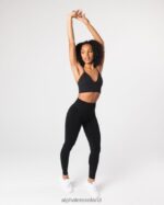Clothing IE Alphalete Women Seamless Ribbed Bra Black 2L440070 - Image 2