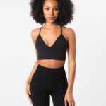 Clothing IE Alphalete Women Seamless Ribbed Bra Black 2L440070