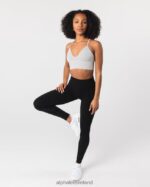 Clothing IE Alphalete Women Seamless Ribbed Bra Oyster Grey 2L440068 - Image 2