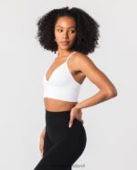 Clothing IE Alphalete Women Seamless Ribbed Bra White 2L440067 - Image 3