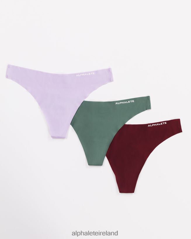 Clothing IE Alphalete Women Seamless Thong 3pk Lilac/Sangria/Jade Green 2L4400466 - Image 1