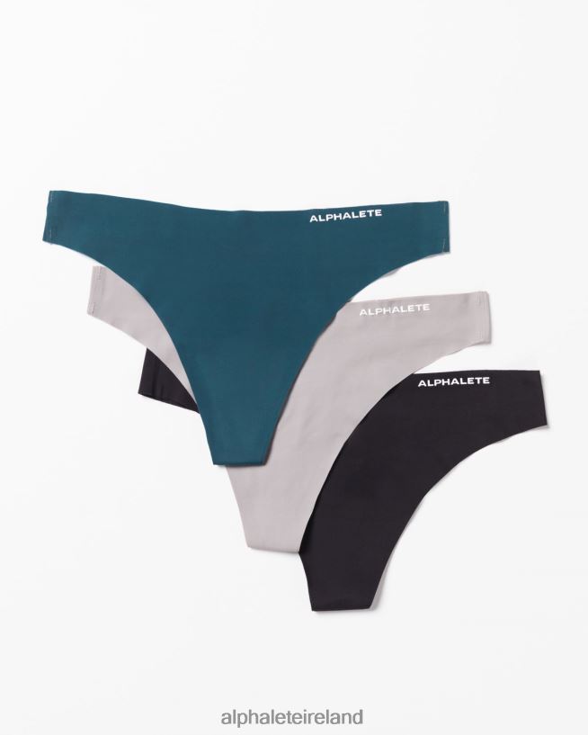 Clothing IE Alphalete Women Seamless Thong 3pk Med Grey/Navy/Black 2L4400467 - Image 1