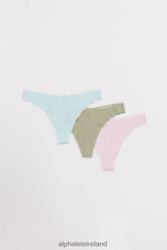 Clothing IE Alphalete Women Seamless Thong 3pk Powder Blue/Leaf Green/Pastel Pink 2L4400464 - Image 1
