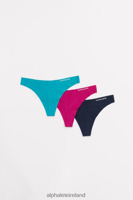 Clothing IE Alphalete Women Seamless Thong 3pk Turquoise/Fuchsia/Midnight 2L4400465 - Image 1