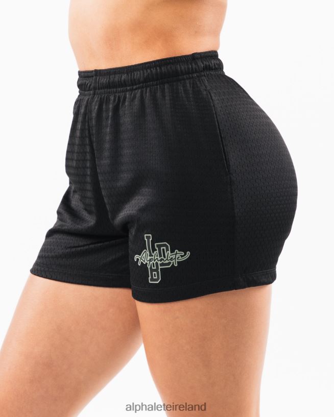 Clothing IE Alphalete Women Signature Mesh Short 4" Black/Sage 2L4400329 - Image 3