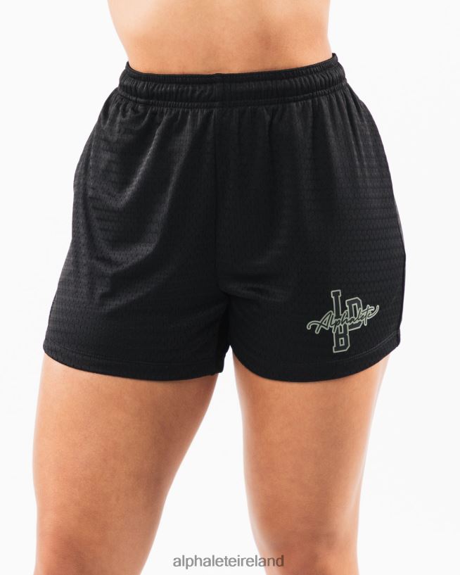 Clothing IE Alphalete Women Signature Mesh Short 4" Black/Sage 2L4400329 - Image 1