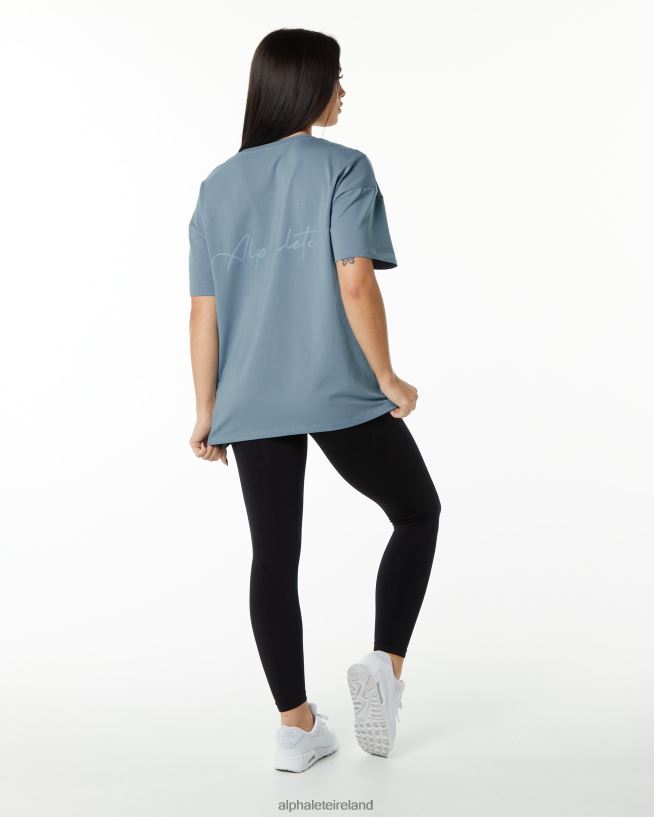 Clothing IE Alphalete Women Signature Oversized Tee Fog Blue 2L4400235 - Image 3