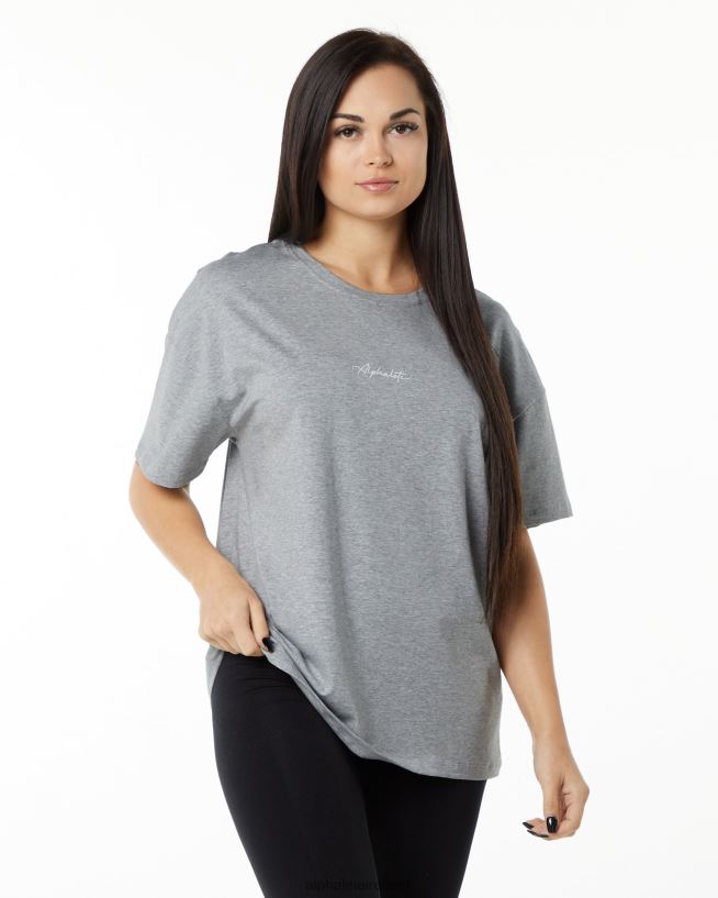 Clothing IE Alphalete Women Signature Oversized Tee Heather Grey 2L4400234 - Image 2