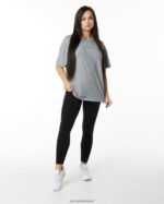 Clothing IE Alphalete Women Signature Oversized Tee Heather Grey 2L4400234 - Image 3
