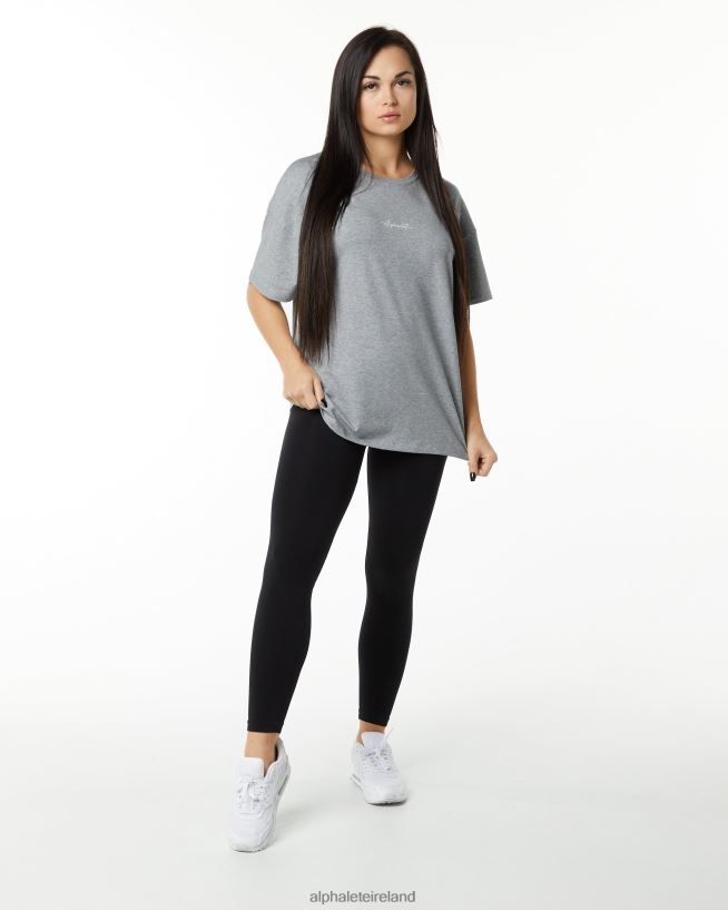 Clothing IE Alphalete Women Signature Oversized Tee Heather Grey 2L4400234 - Image 3