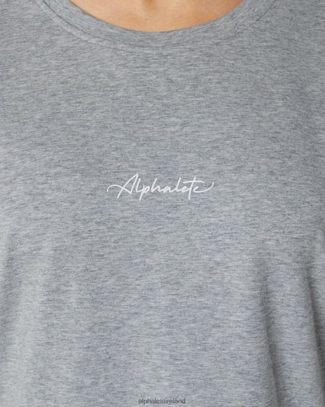 Clothing IE Alphalete Women Signature Oversized Tee Heather Grey 2L4400234 - Image 4