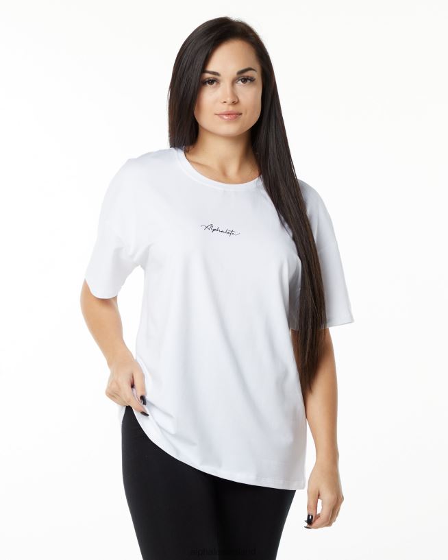 Clothing IE Alphalete Women Signature Oversized Tee White Black 2L4400233 - Image 2