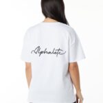 Clothing IE Alphalete Women Signature Oversized Tee White Black 2L4400233