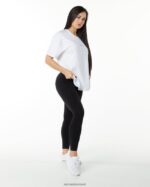 Clothing IE Alphalete Women Signature Oversized Tee White Black 2L4400233 - Image 3
