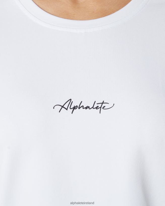 Clothing IE Alphalete Women Signature Oversized Tee White Black 2L4400233 - Image 4